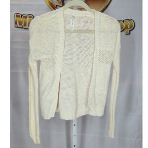 Cherokee Girls Cream Open Knit Cardigan Sweater Size L 10/12